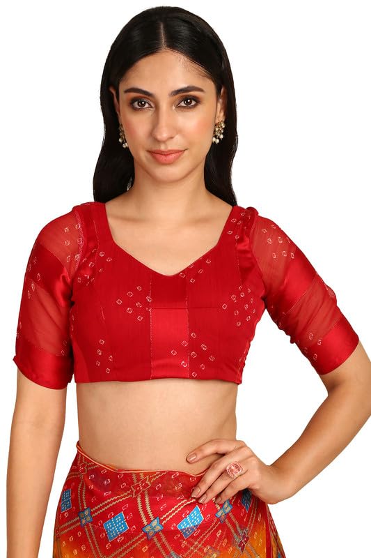 Soch Womens Mustard Chiffon Bandhani Print Saree