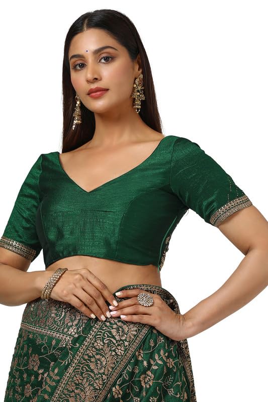 Soch Womens Green Tussar Embroidered Saree With Tassels