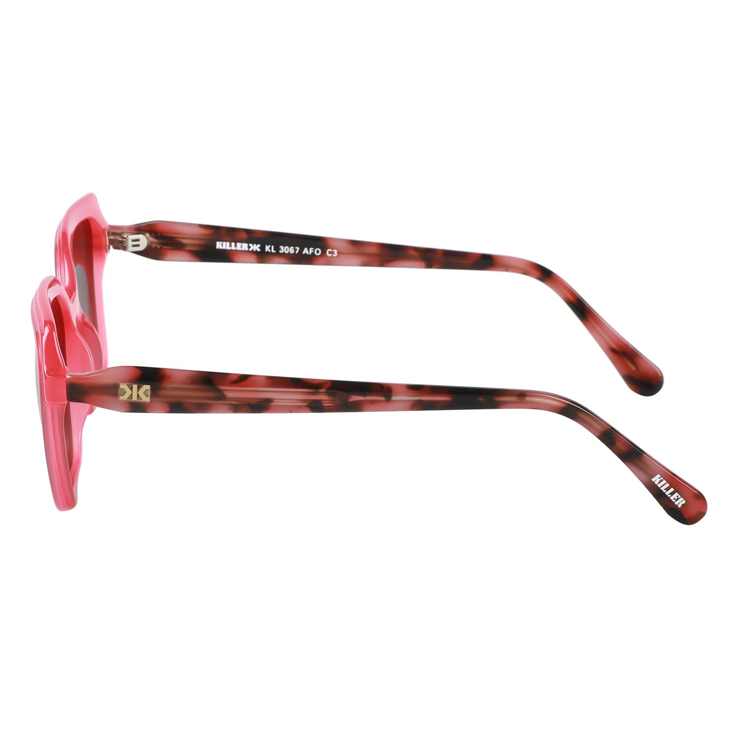 KILLER Women Sunglass - Round Shaped Polycarbonate Lens Sunglasses For Women & Girls (KL3067AFO), Color - Frame - Pink, Lens - Brown