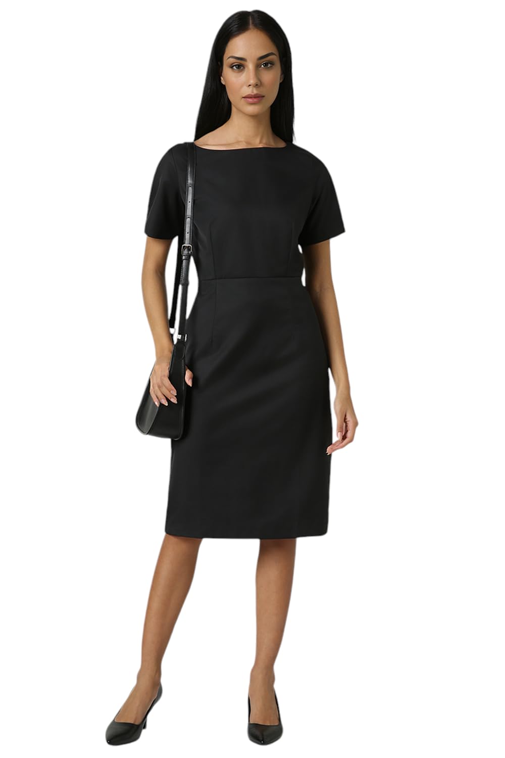 Van Heusen Women Women's Polyester Blend Modern Above The Knee Dress (VWDRCRGFY60768_Black