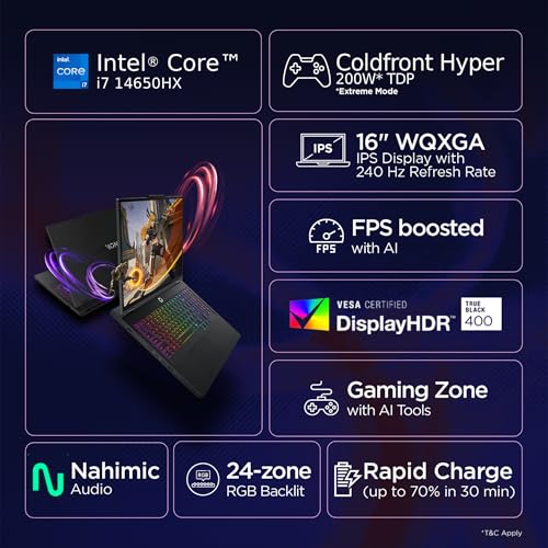 Lenovo Legion Pro 5 2025 Intel Core i7-14650HX| NVIDIA RTX 5060 8GB (32GB RAM/1TB SSD/WQXGA IPS/240Hz/16(40.64cm)/Windows 11/Office 2024+AI Now/Black/2.4Kg), 83NN0046IN AI Powered Gaming Laptop