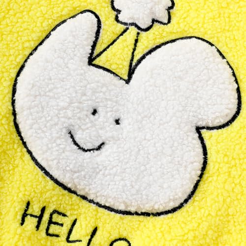 Hopscotch Girls Yellow Full Sleeves Floral Applique Fleece Bomber Jacket For Age (4-5 Years)