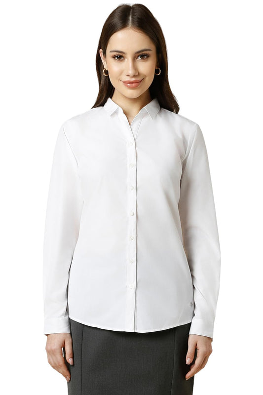 Allen Solly Women's Cotton Blend Solid Classic Fit Shirt (AHSFWRGPJ00399_White, Small