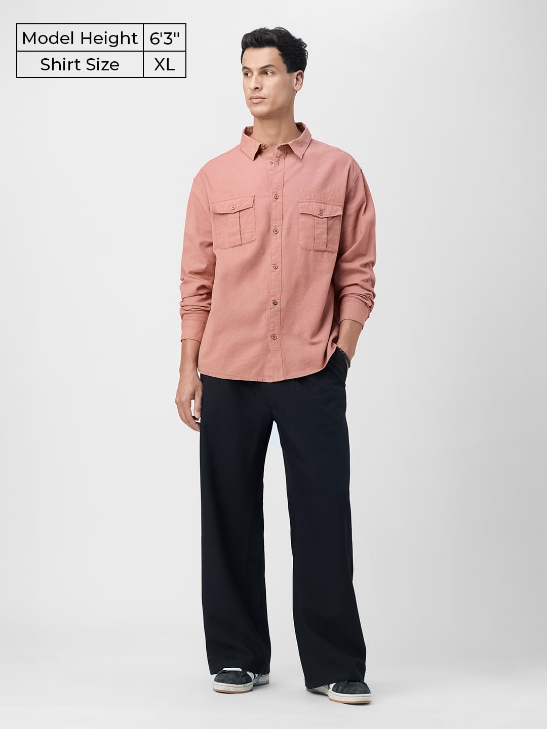 The Souled Store Cotton Linen Utility: Rosewood Men and Boys Long Sleeves Collared Neck Pink Embroidered Relaxed Fit Lightweight Casual Cotton Linen Shirt