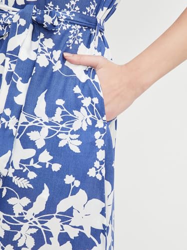 Max Women Printed Shirt Midi Dress (Mddrs41027Blue)_L