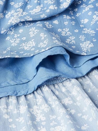 Max Girls Floral Print Tiered Dress (Blue_14-16 Y)
