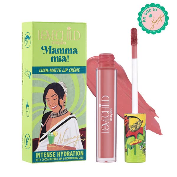 LoveChild Masaba Meetha Jaljeera Lush-Matte Mauve Pink Lip Creme, 3ml