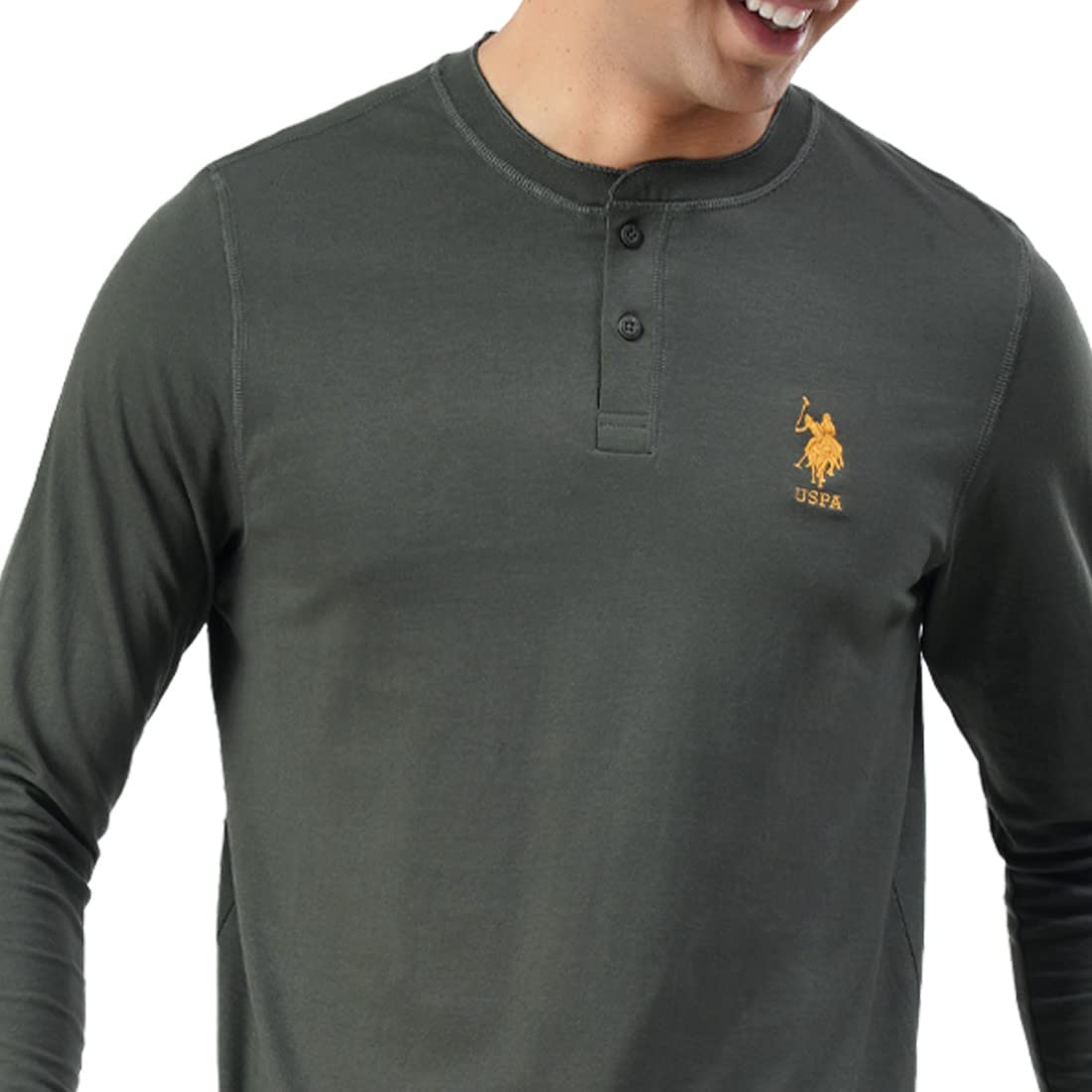 U.S. POLO ASSN. Men Comfort Fit Heathered Cotton I655 Regular Fit T-Shirt - Pack of 1 (Olive L)