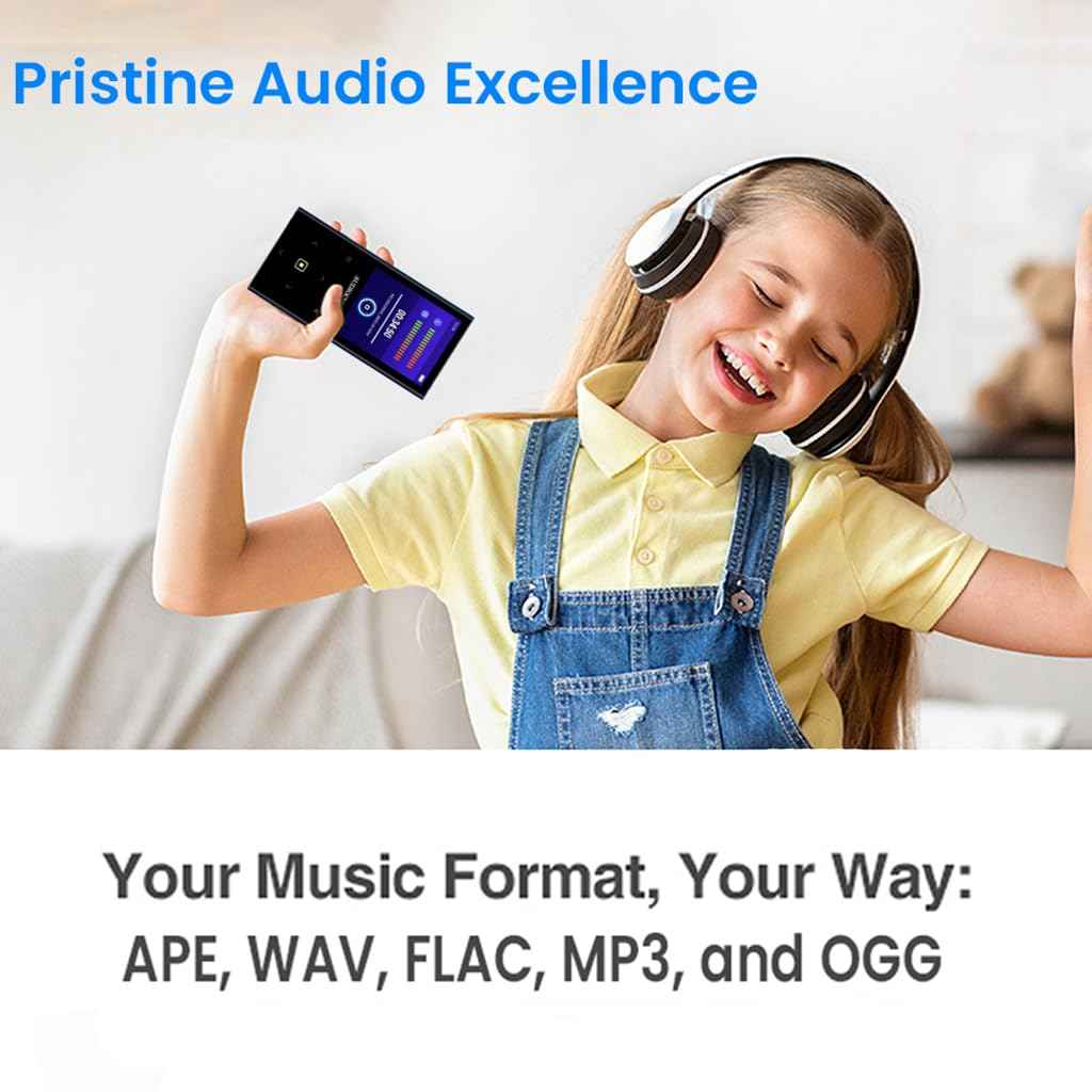 AUDIOCULAR M31 16GB Portable Mp3 Music Player with Bluetooth, 2.4” LCD Touch Screen, Video Playback, Built-in Speaker, Voice Recording Function Mini HiFi Lossless Digital Audio Player (16GB - Blue)