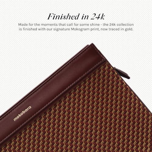 MOKOBARA Freddie's Pouch Leather Clutch With Detachable Wrist Strap Maroon | Storage Slip Pockets Lightweight Water Resistant Portable Handbag Purse Evening Cocktail Party Wristlet Concealed Zippers
