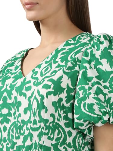 VERO MODA Women's Cotton Green Fit and Flare Dress