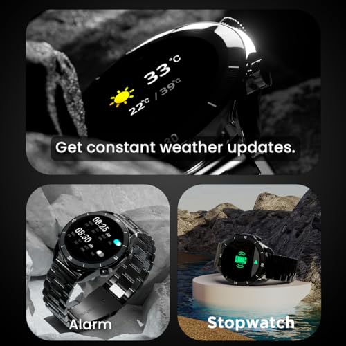 Fire-Boltt Legacy Luxury Round Smart Watch 1.43″ Super AMOLED,Bluetooth Calling,Wireless Charging,Voice Assistant,SpO₂ & Heart Rate Monitor,110+ Sports Modes, Metal Smart Watch for Men & Women - Black