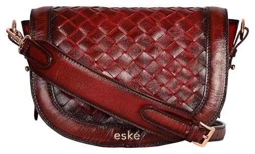 eske Decker Genuine Leather Womens Shoulder Bag with Detachable Sling Strap