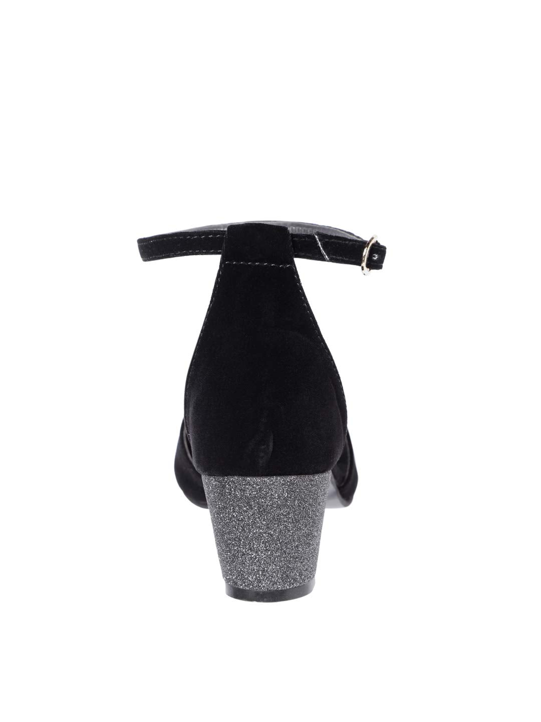 Marc Loire Women’s Block Heel Fashion Sandals with Adjustable Ankle Strap Black