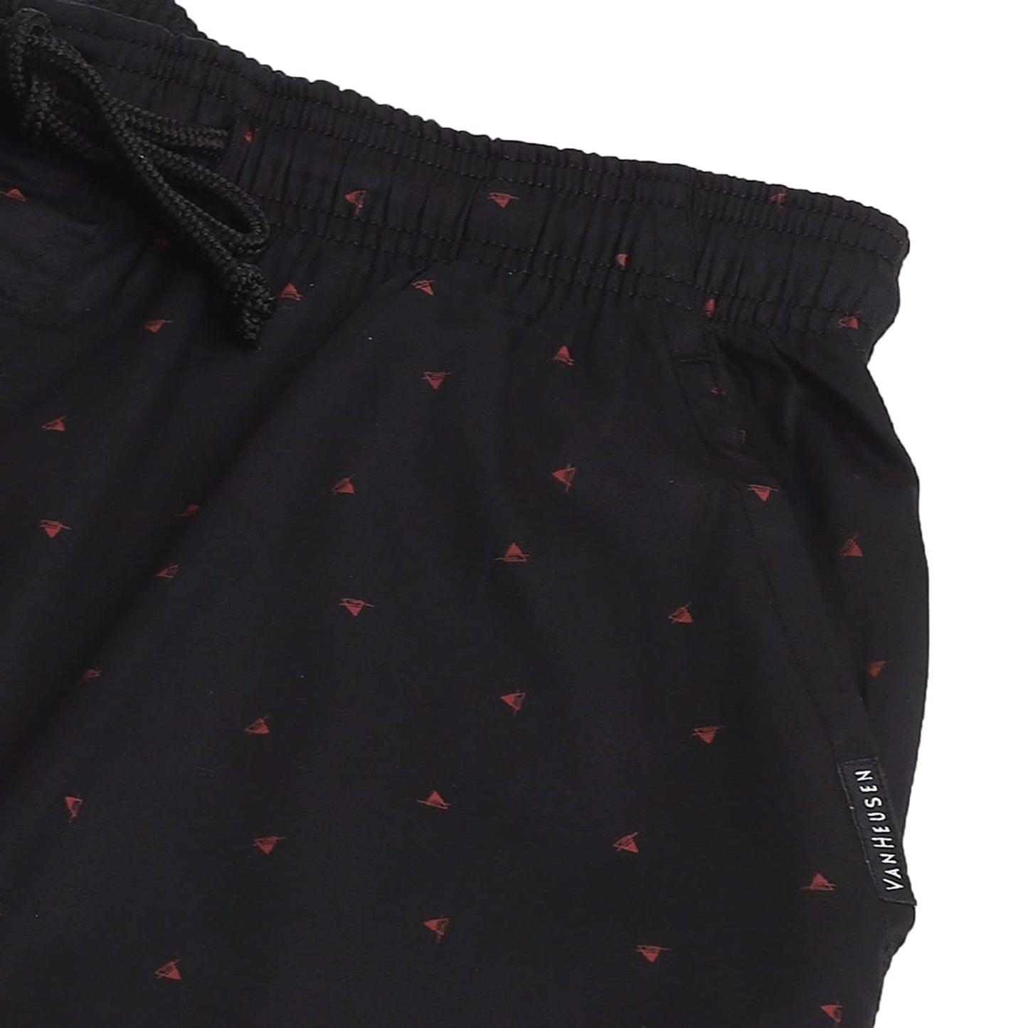 Van Heusen Men Athleisure Allover Print Pyjamas - 100% Combed Cotton - Drawstring Waist, Ultra Soft_50082_APP13_Large, Black