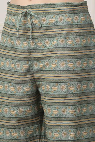 BIBA WOMEN PRINTED NARROW SALWAR KURTA DUPATTA(SKD7519E_SAGE GREEN_36)