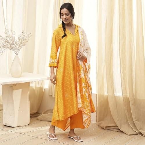 Biba Women's Modal Kurta Sets (SKDBNDJ9608AW24YEL_Yellow