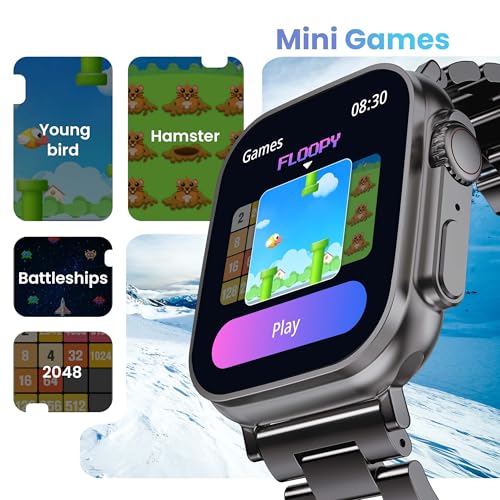 GOBOULT Newly Launched Crown Smart Watch 1.95'' Screen, BT Calling, Working Crown, Zinc Alloy Frame, 900 Nits Brightness, AI Voice Assistant, SpO2 Monitoring, 120+ Sports Mode (Chrome)