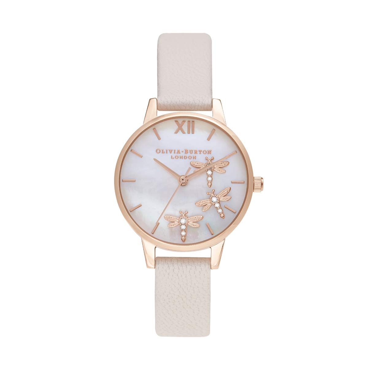 Olivia Burton Analog White Mother of Pearl & Dragonfly & Stone Dial Women's Watch-OB16GB01