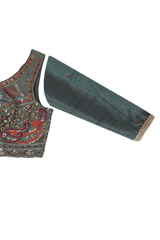 Soch Womens Grey Brocade Ghagra Choli With Cutdana