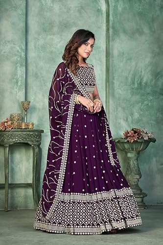 Warthy Ent Embroidery Work Georgette Fabric Lehenga Choli With Georgette Dupatta