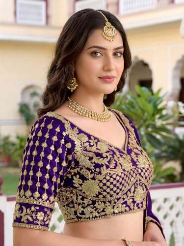 Zeel Clothing Women's Thread and Sequins Embroidered Work Silk Lehenga Choli With Dupatta (5135-Purple-Women-Lehenga-Choli-Latest; Free size) (Purple)