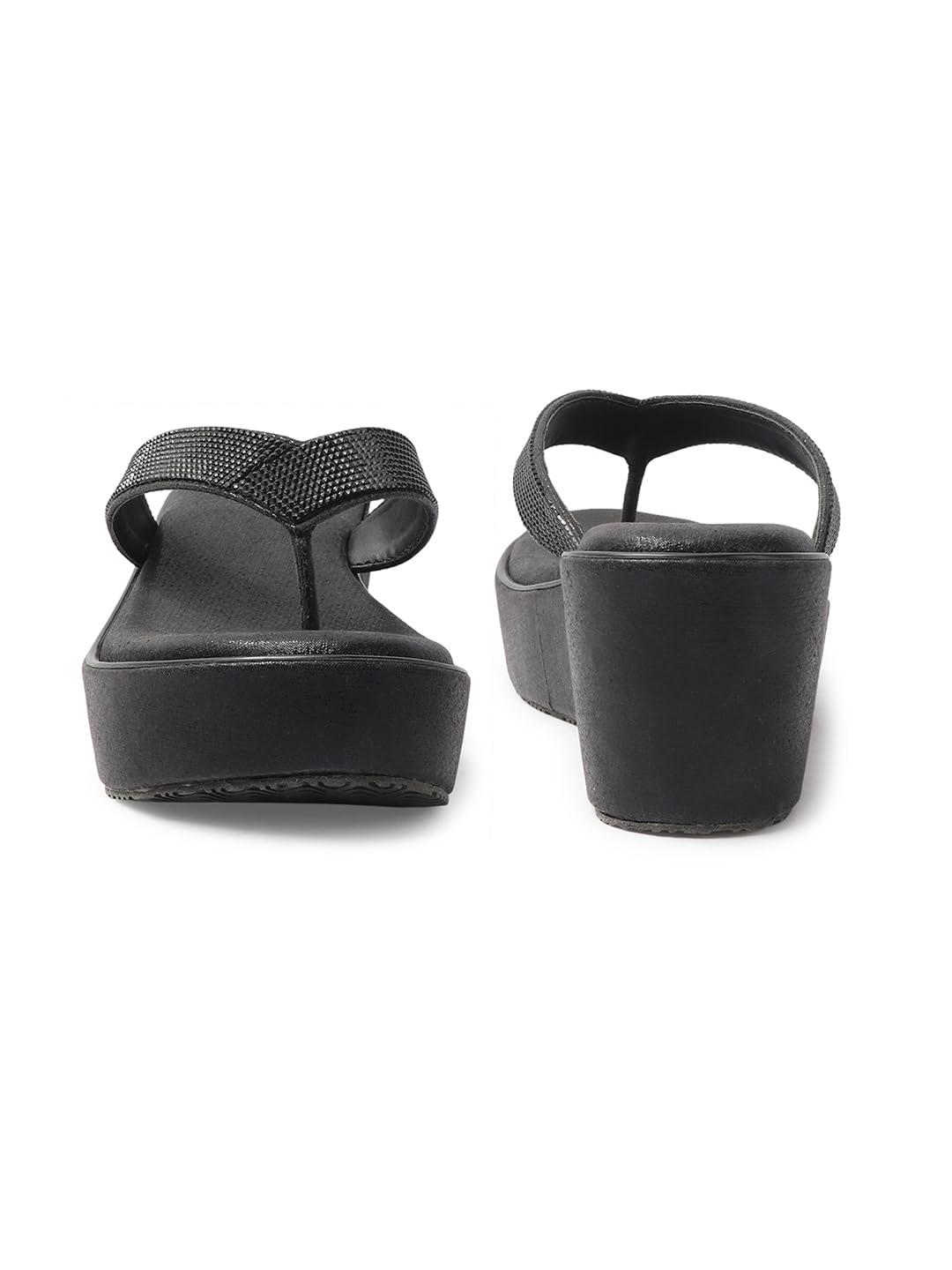 Marc Loire Women's Embellished Slip-On Fashion Sandals | Wedges for Women | Anti-Slip Sole & Comfortable Heels (Black, UK Footwear Size System, Adult, Women, Numeric, Medium, 8)
