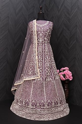 RUDRAPRAYAG Net And Santoon Anarkali Gown for Women | Semi Stitched Embroidered Gown for Women 2026 | Long Gown | Gown in Clothing & Accessories