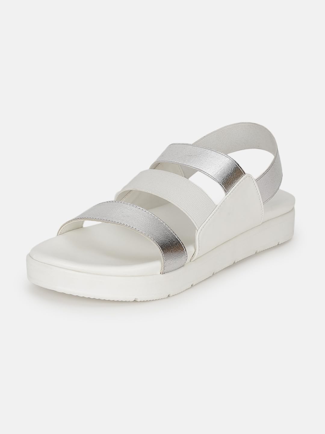 Marc Loire Women Platform Heel Fashion Sandal With Slingback Strap; Smart Casual Footwear (White, 3)