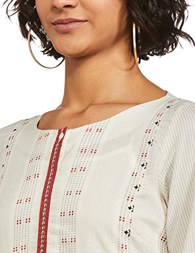 W for Woman Women's Cotton a-line midi Dress (20FEW13248-113672_Ecru_8 (Small))
