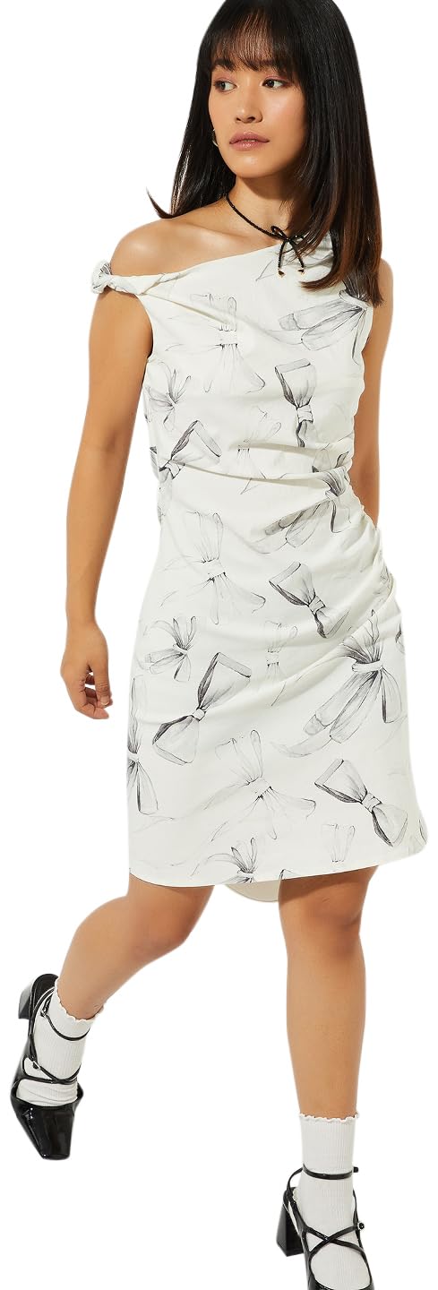 Max Women Knee Length Alaya F x URB_N Printed One Shoulder Shift Dress