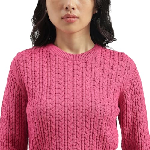 United Colors of Benetton Round Neck Knitted Sweater (Size: XXL)-25A1244D10AXG1A2 Pink