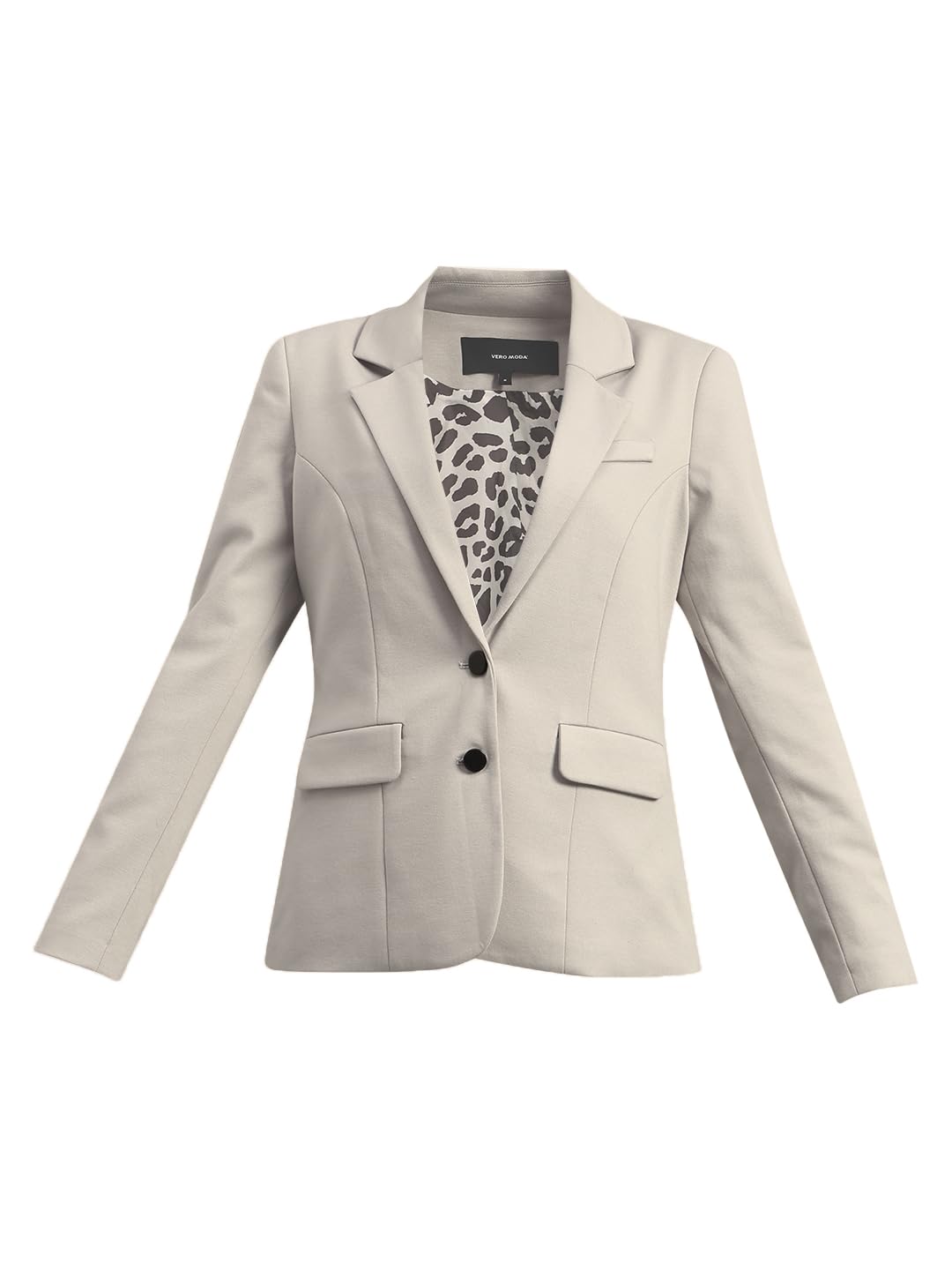 VERO MODA Womens Solid Single Breasted Blazer Oatmeal
