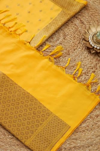 Soch Womens Mustard Silk Blend Woven Design Dupatta With Zari Woven