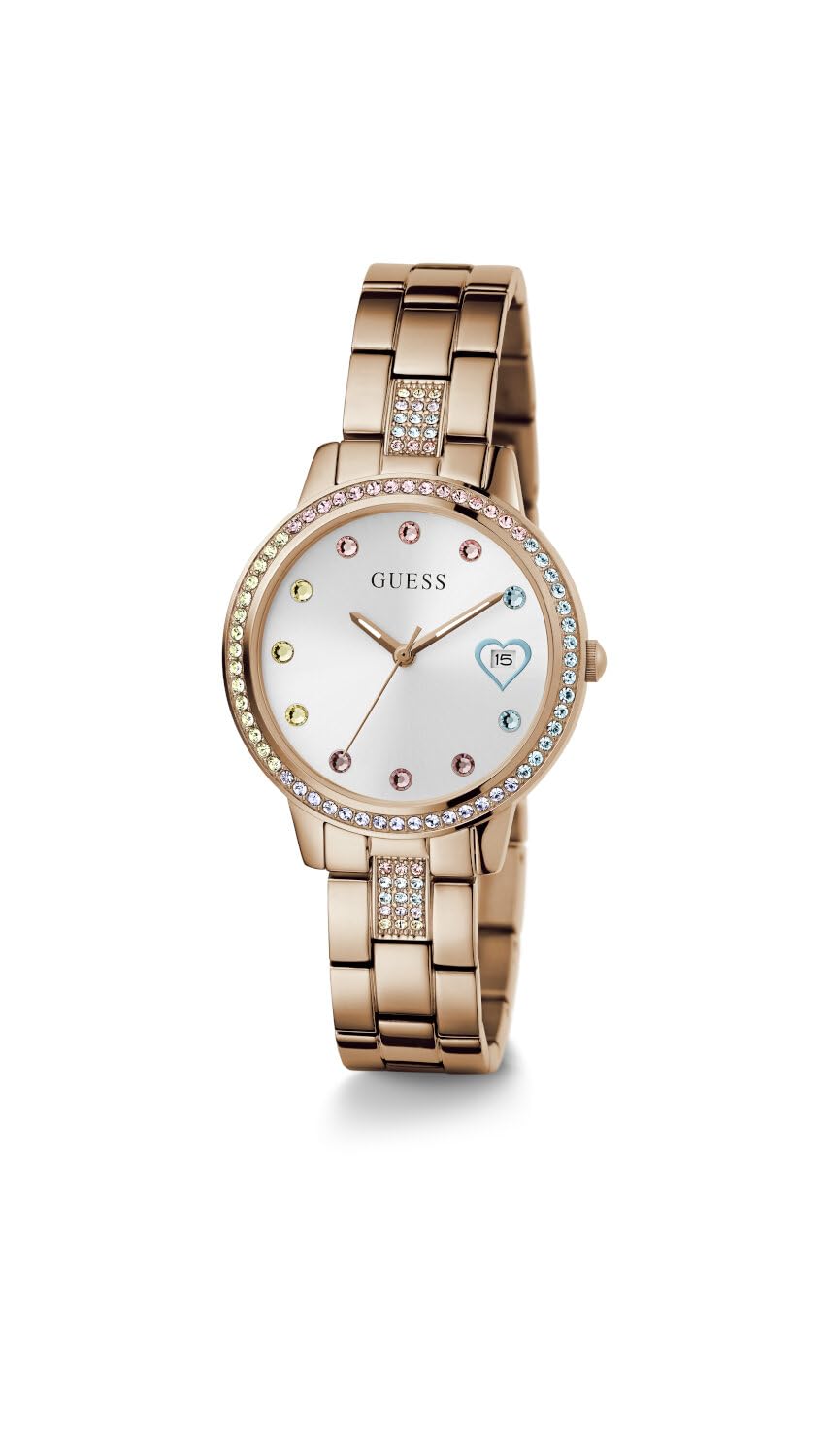 GUESS Stainless Steel Women White Analog Round Dial Watch- Gw0657L3, Pink Band
