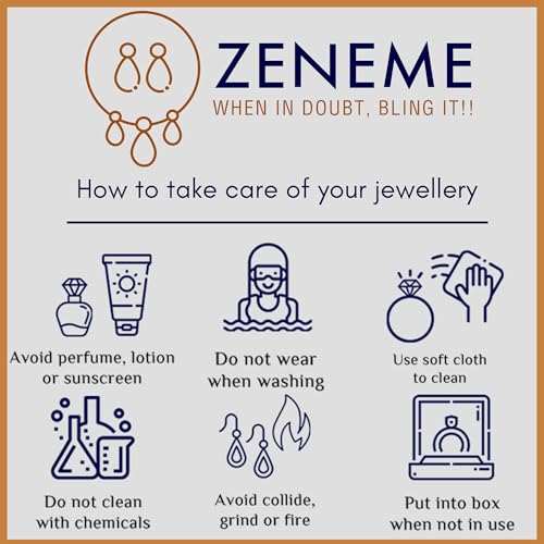 ZENEME Rhodium-Plated American Diamond Studded Trendy Necklace With Earrings Jewellery Set For Girls and Women (White)