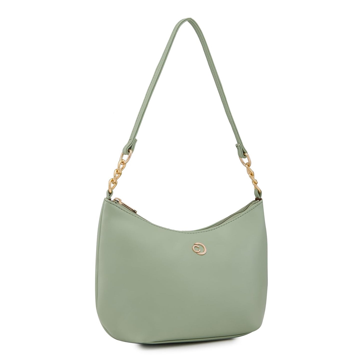 Caprese Perline Baguette, Mint-Medium | Stylish Solid Designed Handbag for Women with Spacious Compartment | Secure Top Zip | Perfect for Casual/Party & Daily Outings