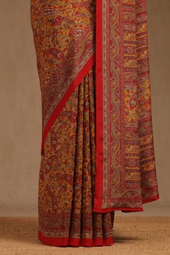 Soch Womens Red Crepe Ethnic Motifs Saree