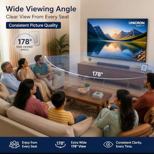 UNICRON 24 Inch Android Smart TV, HD LED Television with 30W Sound Speaker, WiFi Enabled & IPS A+ Display Panel, Gaming, Screen Mirroring & Mobile Connectivity