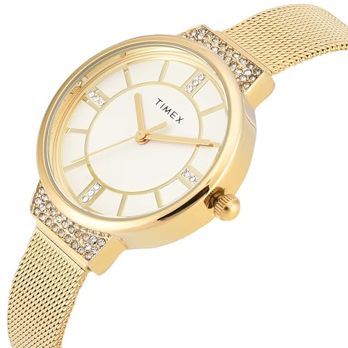 TIMEX Champagne Round Dial Analog Women's Watch - TWEL22401