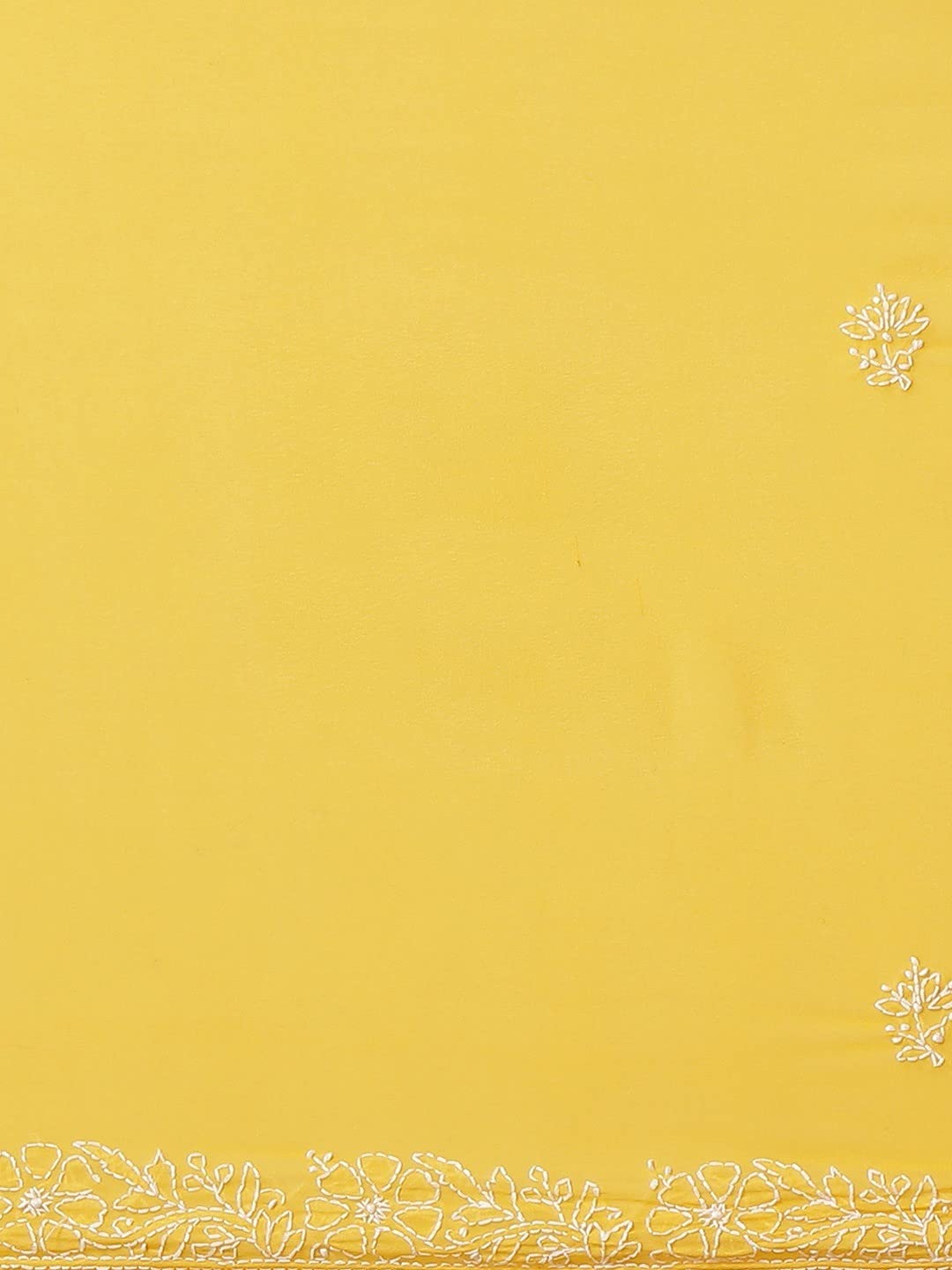 Ada Hand Embroidered Lucknow Chikankari Women's Georgette Saree with Unstitched Blouse Piece A311340 Yellow