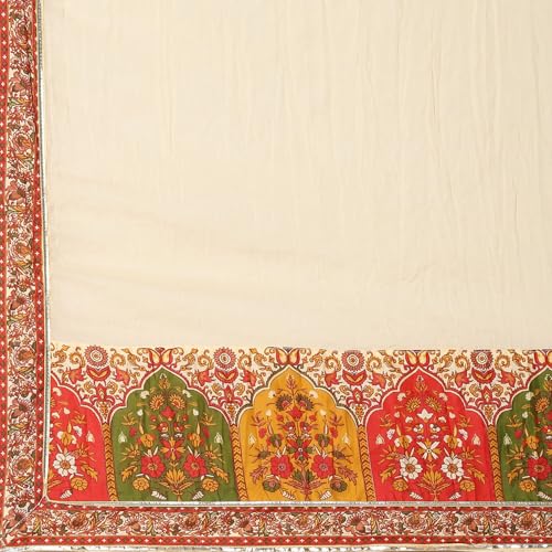 BIBA Women's Cotton Kurta Sets (SKDALBELI10067AW24ECRU_Ecru