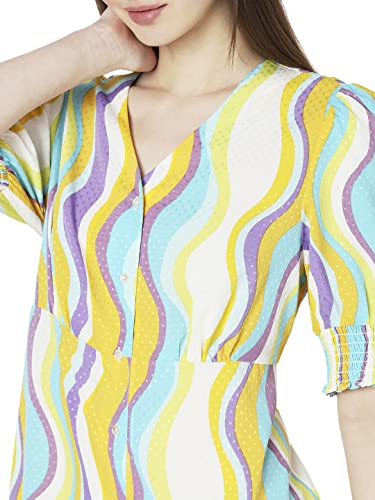 Vero Moda Women's Knee Length Polyester Shirt Light Blue Dress_X-Small