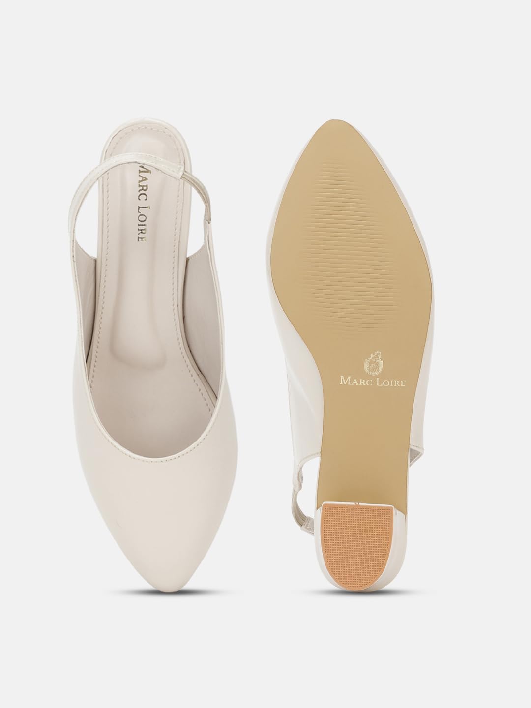 Marc Loire Pointed Toe Block Heel Fashion Sandal for Women (Cream, 6)