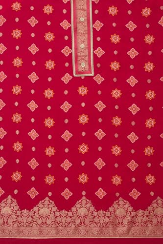 Soch Womens Fuchsia Georgette Zari Woven Unstitched Dress Material With Zari
