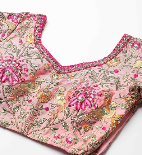 AG Clothing Women's Silk Semi Stitched Lehenga Choli With Dupatta | Heavy Embroidery Pattern | Traditional, Wedding, Ethnic Wear Lehenga (ZC-m7108-Pink)