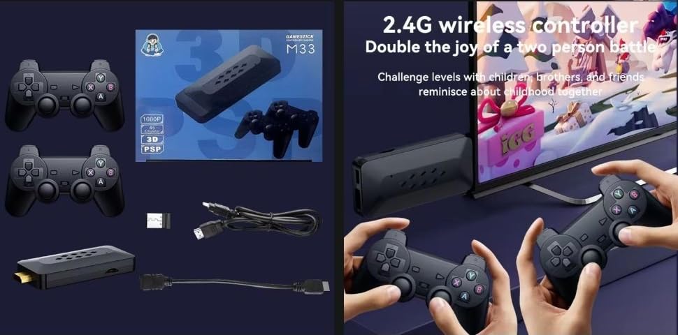 (GPZ) Pro Stick OG 37100+ Built-in Games Retro Classic 2D 3D HD | 2 WIRELESS GAMEPAD | PLUG & PLAY VIDEO GAME 64GB