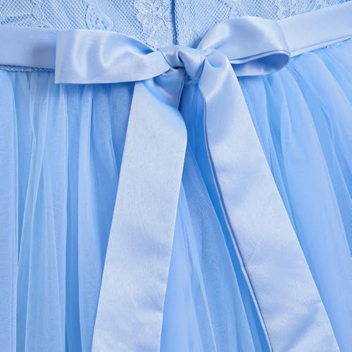 Hopscotch Girls Floral Embellished Gown in Blue Color for Age (3-4 Years)