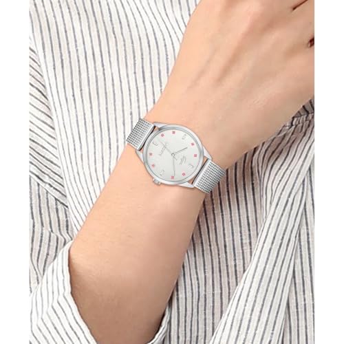 Lacoste Gemala Qtz Basic Silver White Round Dial Women's Watch|Stainless Steel Material|Multi Color Band - 2001342