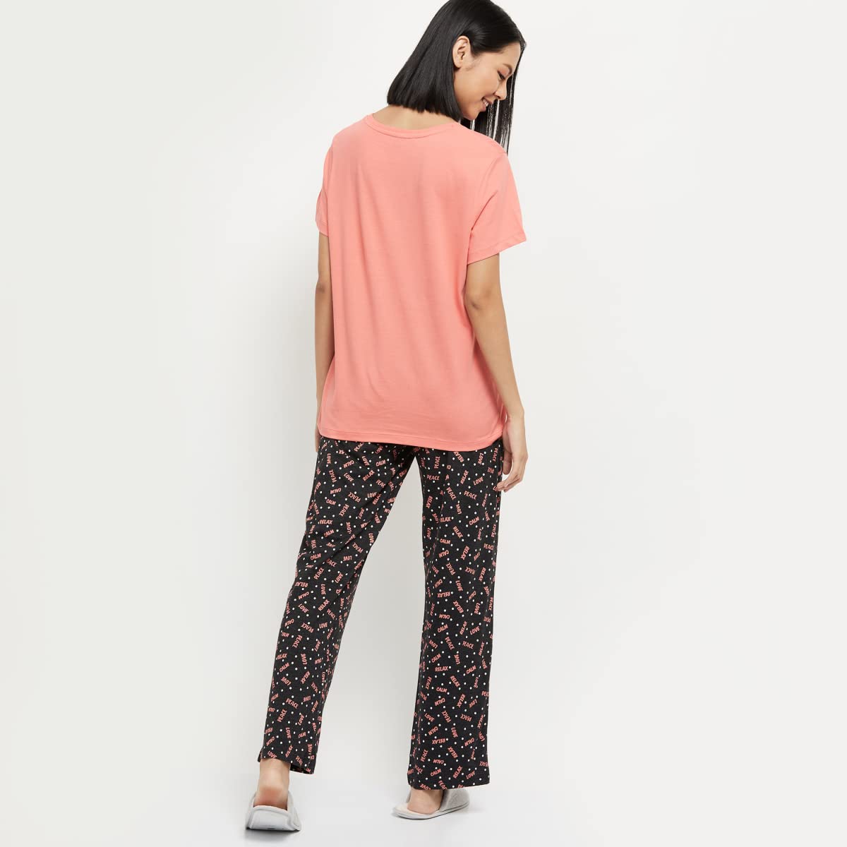 Max Women's Cotton Printed Lounge Sets (SU22CS03_Peach_XL)